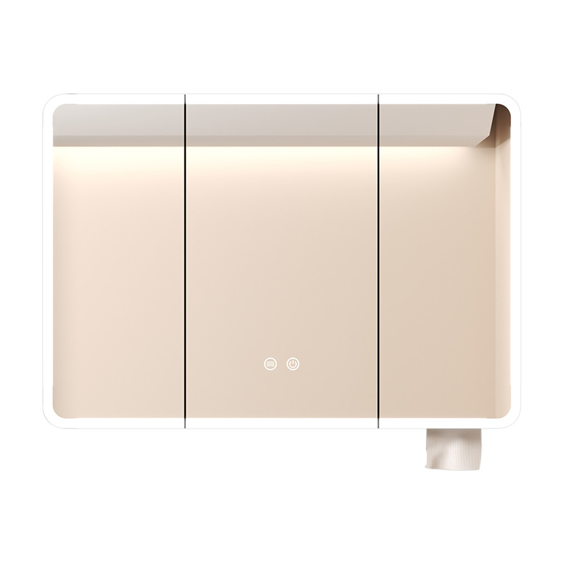 Space aluminum arc-shaped rounded corner bathroom smart storage mirror cabinet beauty rack storage bathroom wall-mounted bathroom mirror Item Picture
