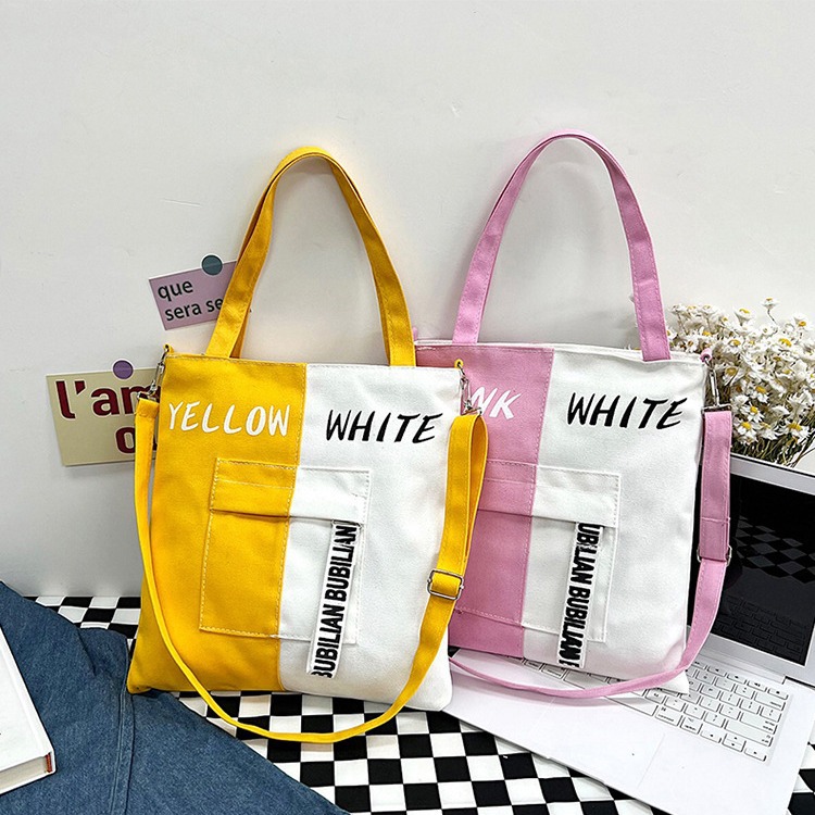 Fashionable and simple single-shoulder bag 2024 Summer new casual and versatile canvas single-shoulder bag, student large-capacity canvas bag Specification drawing