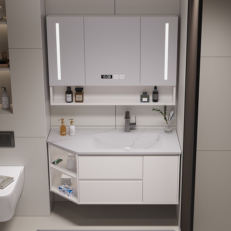 Processed angled rock plate hot-bent one-piece basin, special-shaped basin, bathroom cabinet combination, bathroom hand washing, face washing and washbasin details Picture