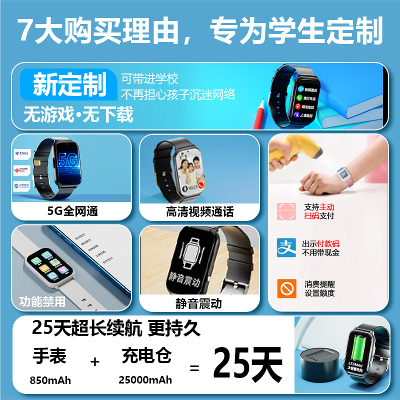 The new smart children's smartwatch features real-time trajectory monitoring, smartwatch positioning, and multi-functional card insertion Application Scenario