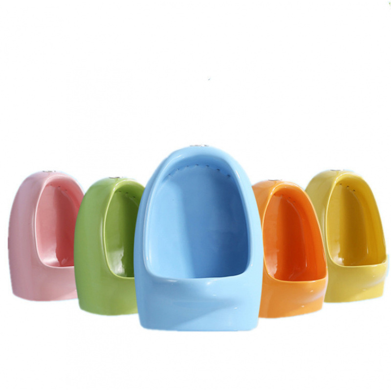 Wall-mounted colored urinal, ceramic hand-press urinal, wall-mounted kindergarten children's urinal manufacturer Item Picture