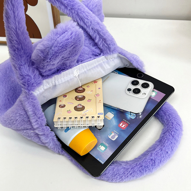 Japanese-style Instagram cute cartoon children's bag 2023 new style, fluffy hand-held large capacity small shoulder bag, bento bag Application Scenario
