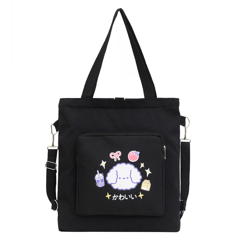 A new 2024 simple and casual single-shoulder bag with a large capacity and versatile cartoon canvas bag for girls Item Picture
