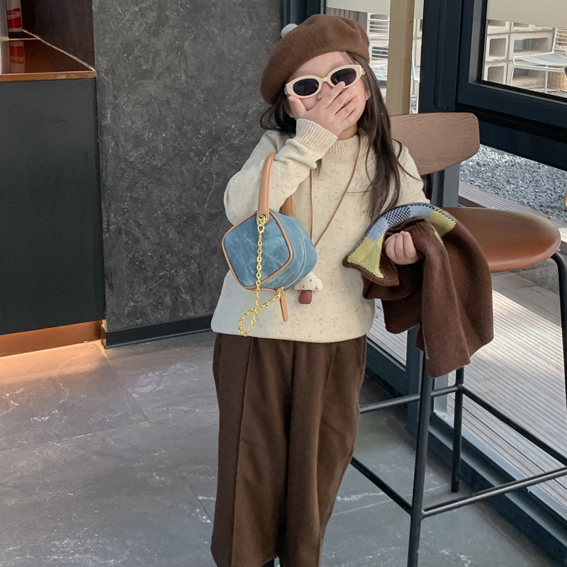 ins' new Korean bear print children's sieve bag, parent-child style hand-held crossbody bag, women's bag Specification drawing
