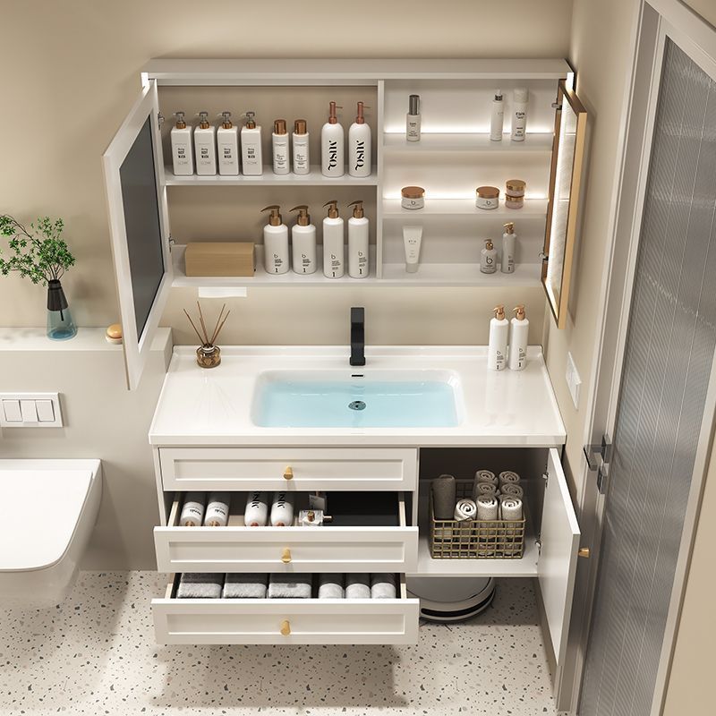 French-style solid wood bathroom cabinet combination, wall-mounted integrated basin for the bathroom, hand washing basin, washbasin, washbasin, and smart mirror cabinet Item Picture