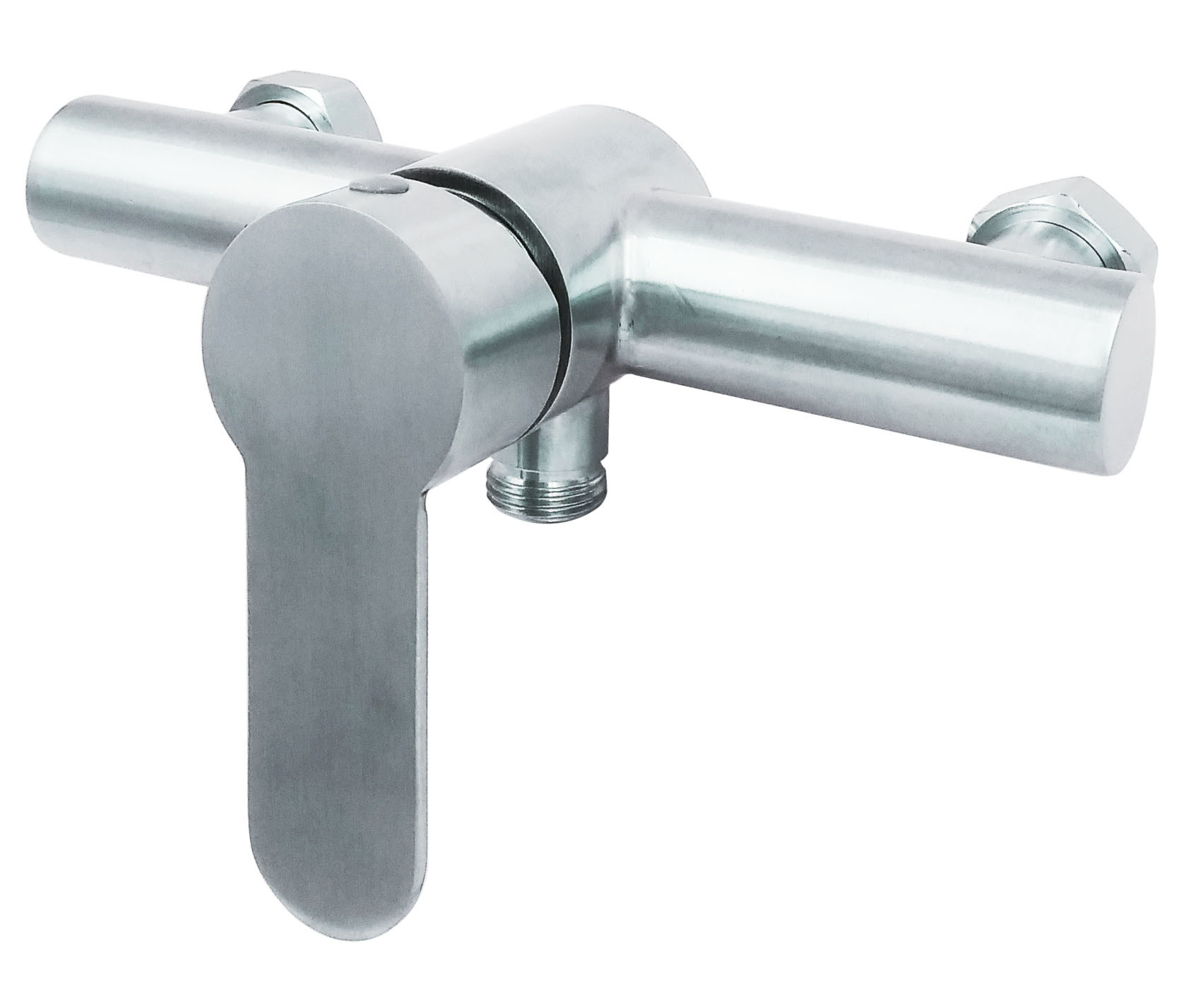 Double single-port, downward-connected showerhead, SUS304 stainless steel, hot and cold bathtub faucet, brushed hand-held round pipe, two sets details Picture
