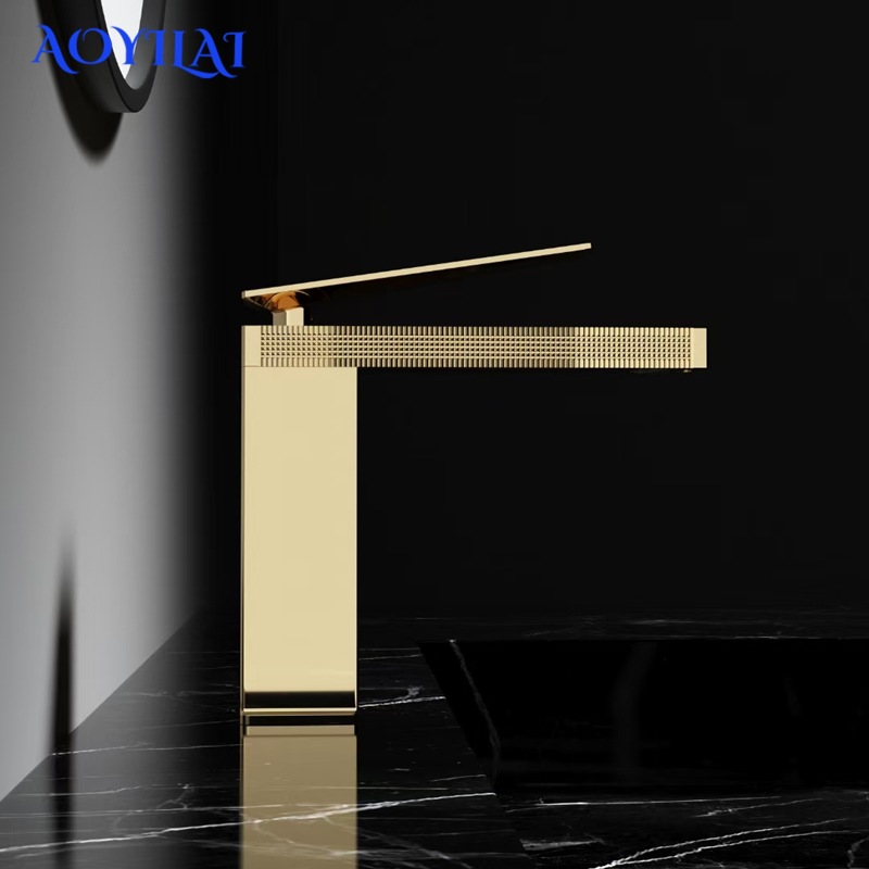 All-copper faucet, household washbasin, bathroom washbasin, hot and cold dual-purpose bathroom cabinet, gun gray faucet full figure