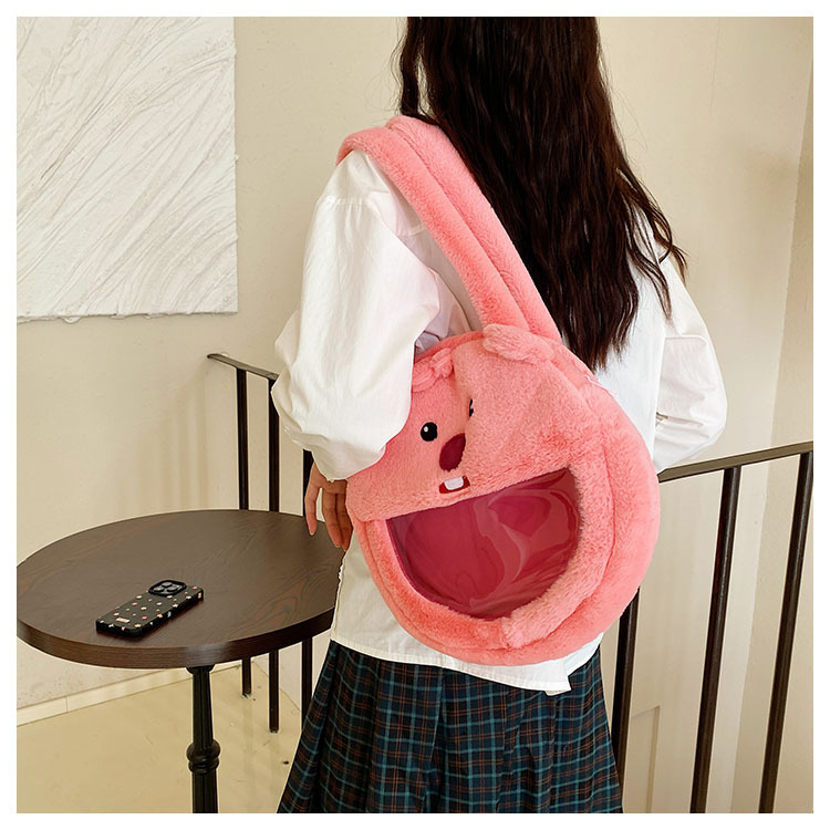 Round pain bag, cute little beaver Lu Bi single-shoulder bag, large-capacity girl jk storage bag, student zipper backpack Application Scenario