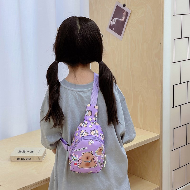 New children's bags with cartoon, anime, and stylish printed patterns, baby chest bags for casual outings, and crossbody coin purses for boys and girls Specification drawing