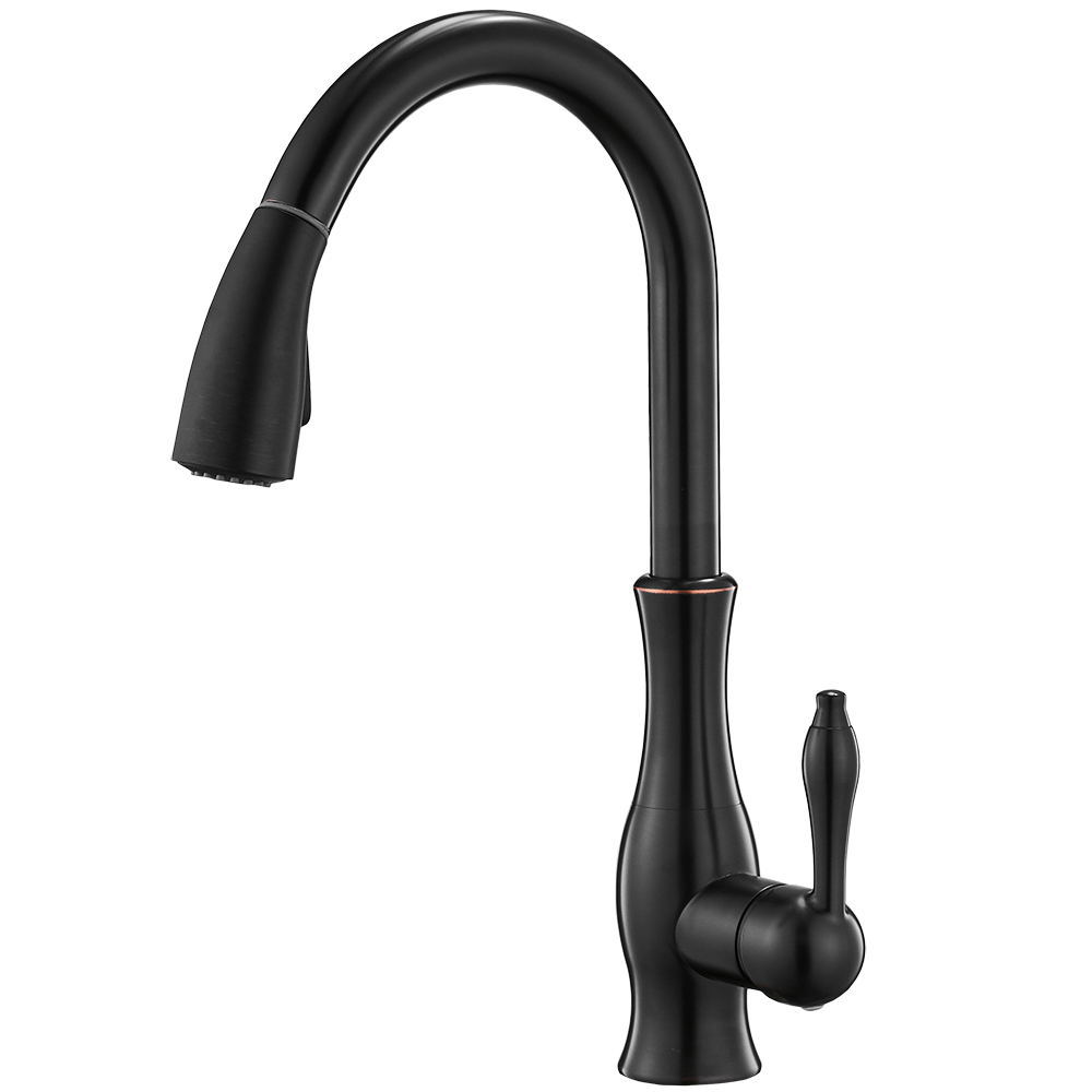 Sink, kitchen hot and cold water faucet, mixed water, pull-out rotating anti-splash copper processing, household kitchen sink faucet Item Picture