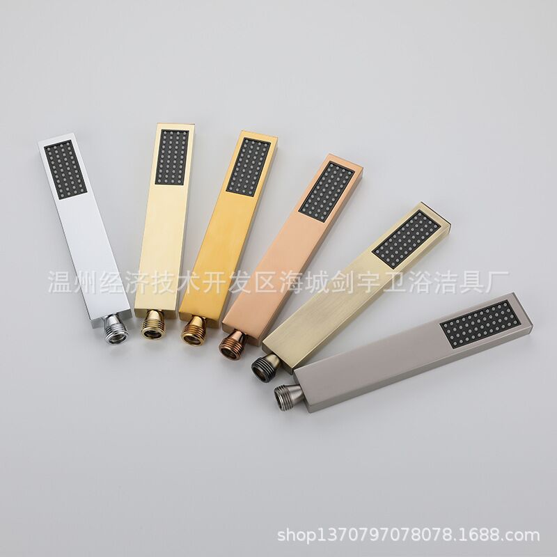 Copper square pressurized hand-held showerhead, straight bar stainless steel hand-held showerhead, single-head shower showerhead, cross-border Specification drawing
