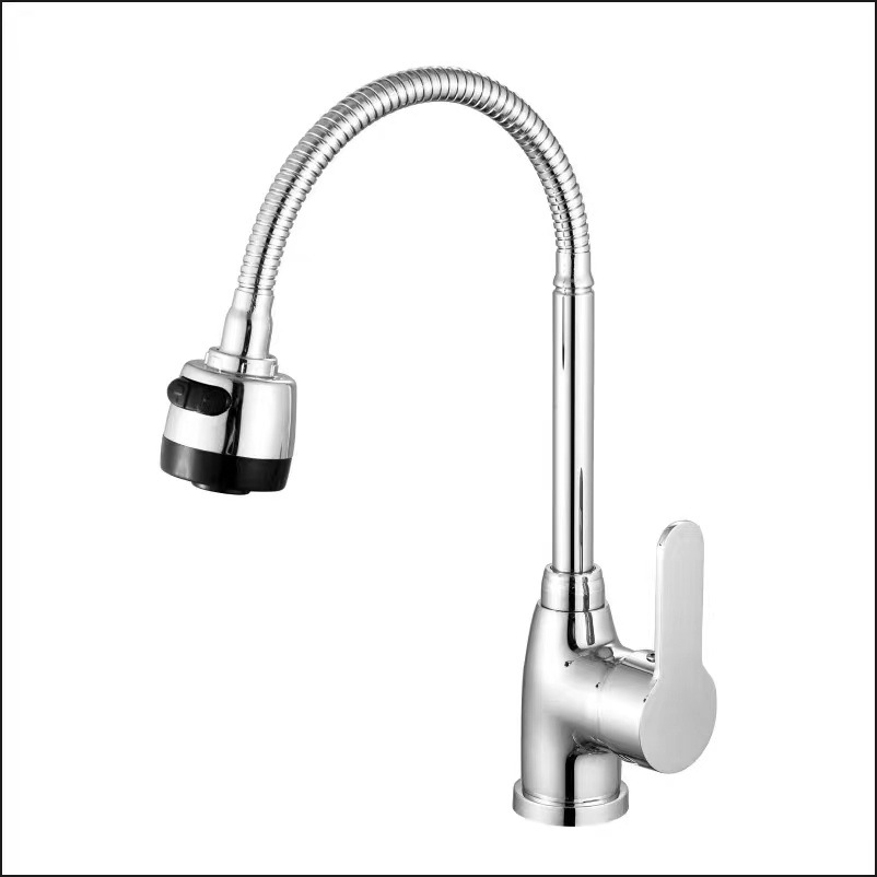 All-copper universal kitchen faucet, hot and cold sink, stainless steel sink, splash-proof dish washing, single-cooling rotating household Item Picture