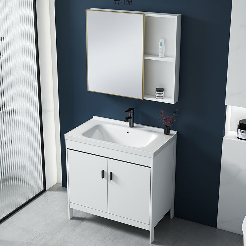 Space aluminum bathroom cabinet combination, balcony washbasin cabinet, modern light luxury washbasin cabinet, bathroom integrated washbasin Application Scenario