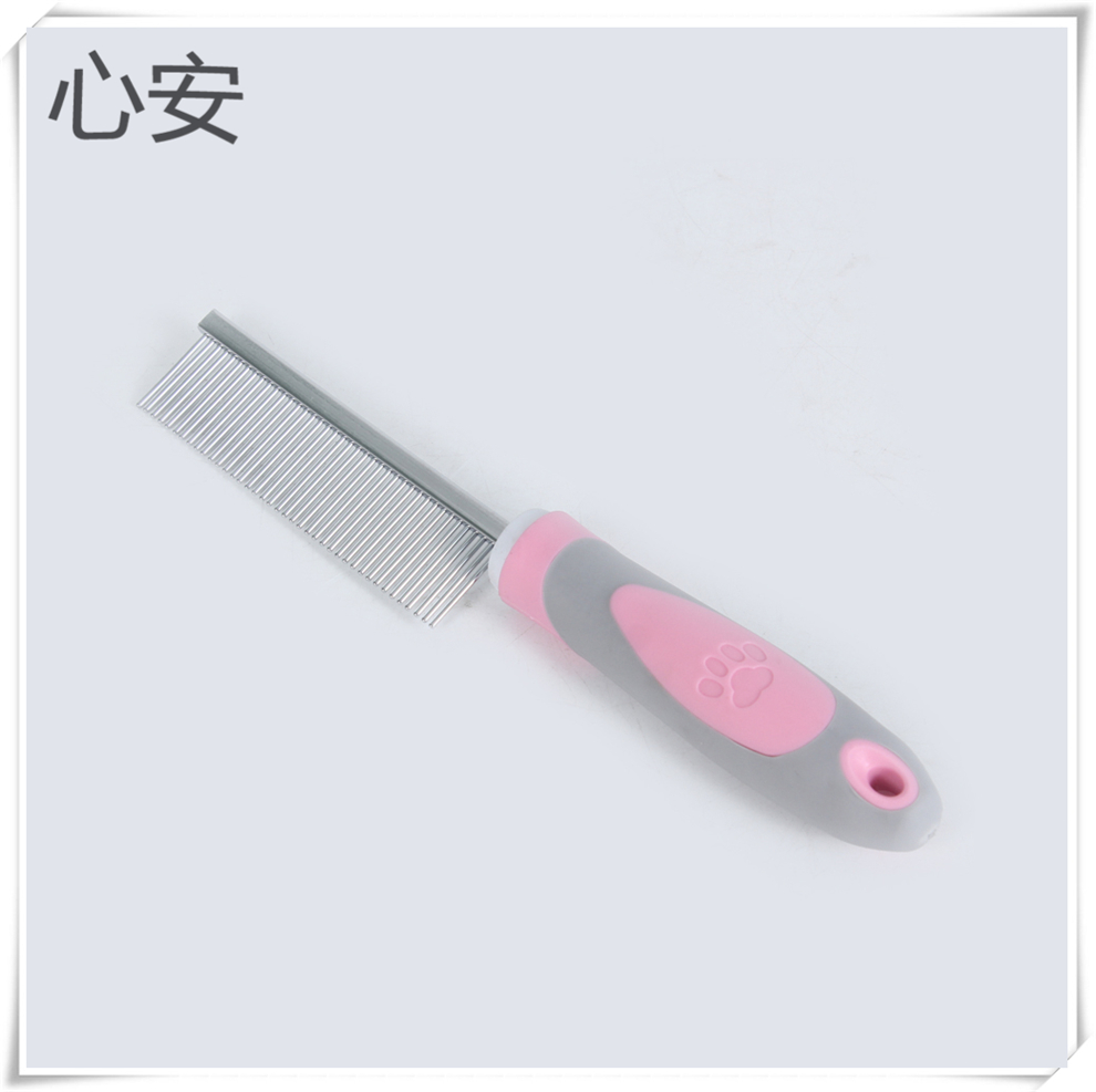Colorful pet comb, stainless steel single-row comb, dog hair brush, knot-opening comb, anti-knotting cat and dog pet supplies full figure