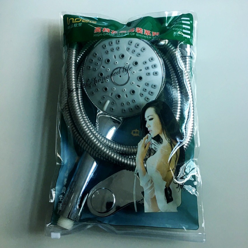 Factory wholesale multi-functional shower head set, shower head and shower hose three-piece set, bag packaging full figure