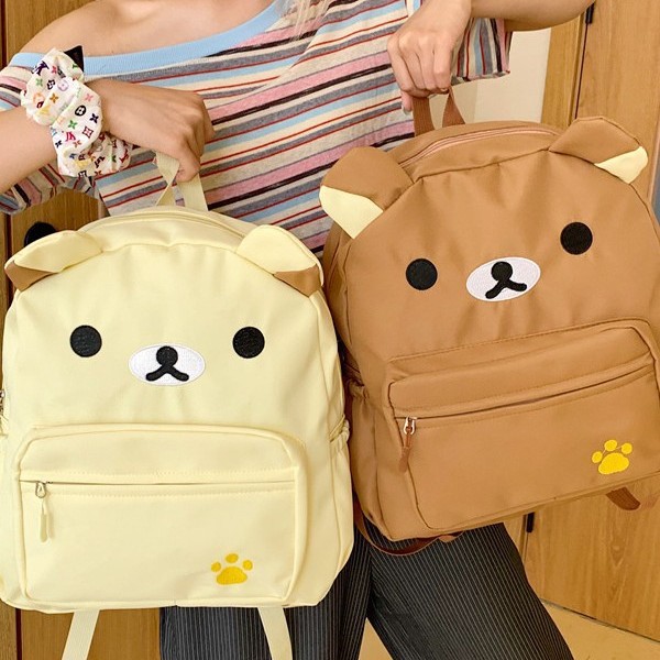 2025 New cute canvas brown milk white large-capacity versatile student soft girl backpack for casual wear details Picture