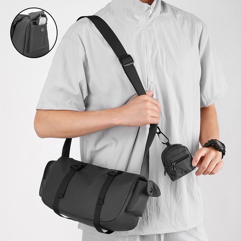 Cross-border men's crossbody bag, large-capacity, high-end, fashionable and trendy single-shoulder bag, magnetic fitness bag for outdoor sports storage Specification drawing