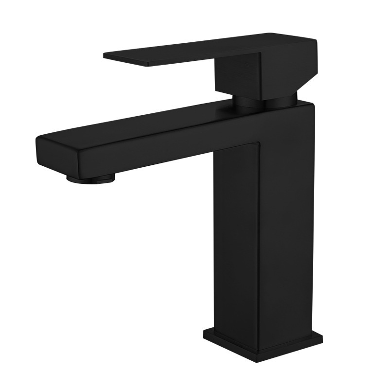 Cross-border 304 stainless steel bathroom washbasin faucet, bathroom cabinet, square golden hot and cold washbasin faucet Item Picture
