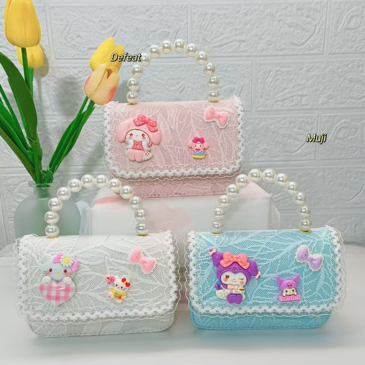 Melody Kuromi Coin Purse for children, little Girls, Pearl handbag, single-shoulder crossbody bag, chain bag, princess bag Application Scenario
