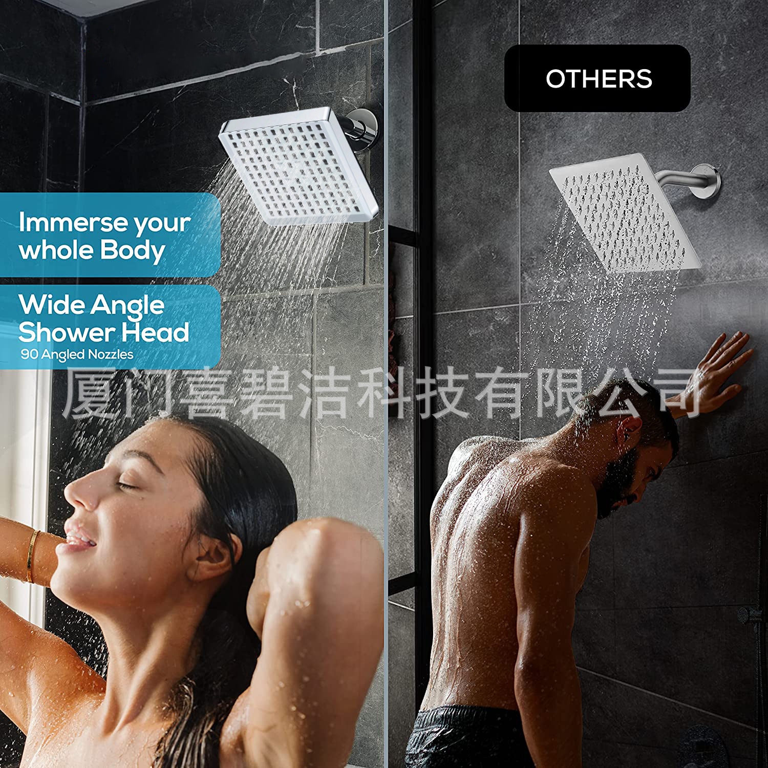 6-inch square ABS electroplated shower head with filter, cross-border pressurized filter top shower head Application Scenario