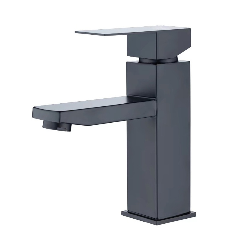 Cross-border black washbasin, household hand washing basin, hot and cold water faucet, bathroom square stainless steel faucet Item Picture