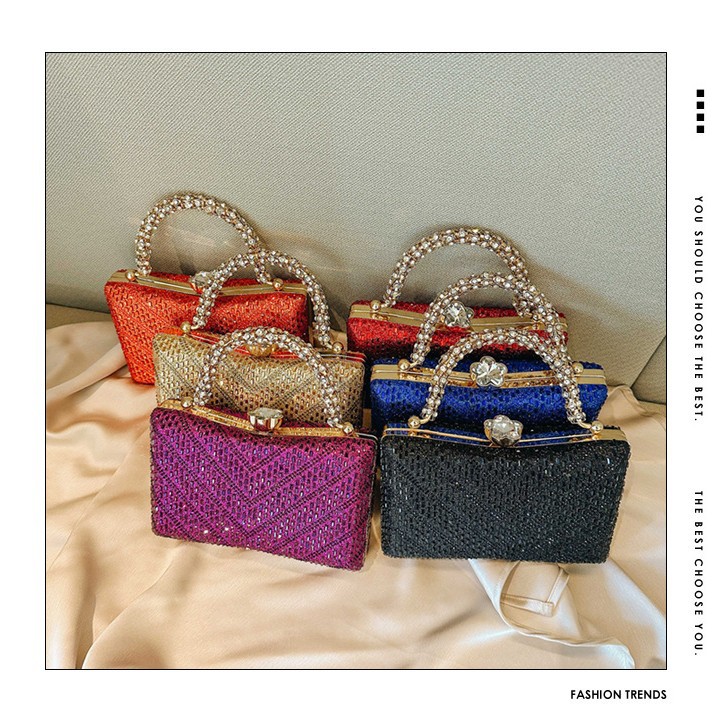 2025 New cross-border dinner bag, diamond-encrusted hand-held European and American evening dress bag, clutch bag, ladies' bag full figure