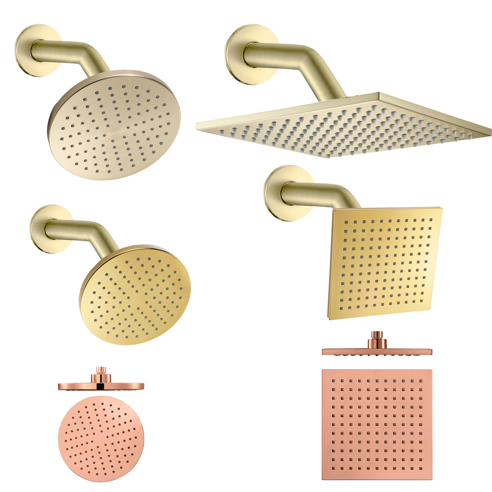 HIDEEP bathroom home circular, modern and simple titanium gold showerhead ceiling spray wall-mounted single-function full figure