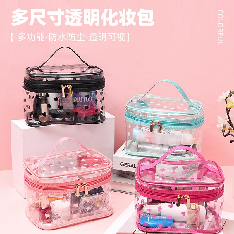 2025 New style fashionable pvc hand-held toiletry bag, travel cosmetics storage, multi-functional portable waterproof makeup bag full figure