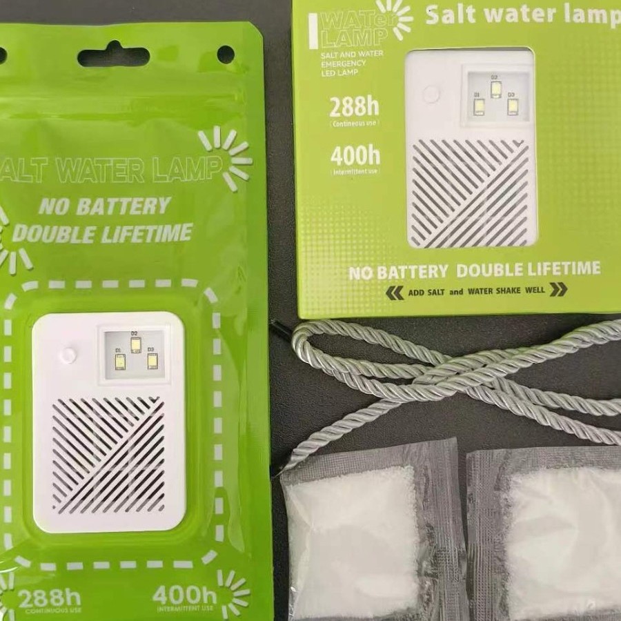Cross-border bestseller outdoor emergency salt water lamp, self-powered battery-free LED portable bag-type LED emergency light Specification drawing