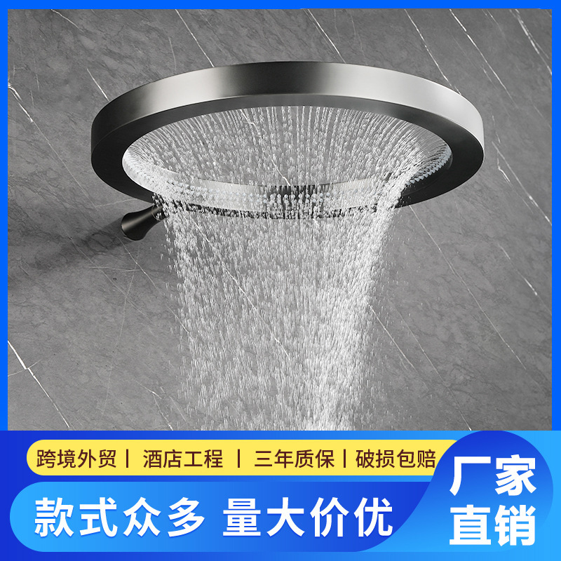 Foreign trade waterfall shower screen set, home multi-functional bathroom, pressurized all-copper constant-temperature shower flower details Picture