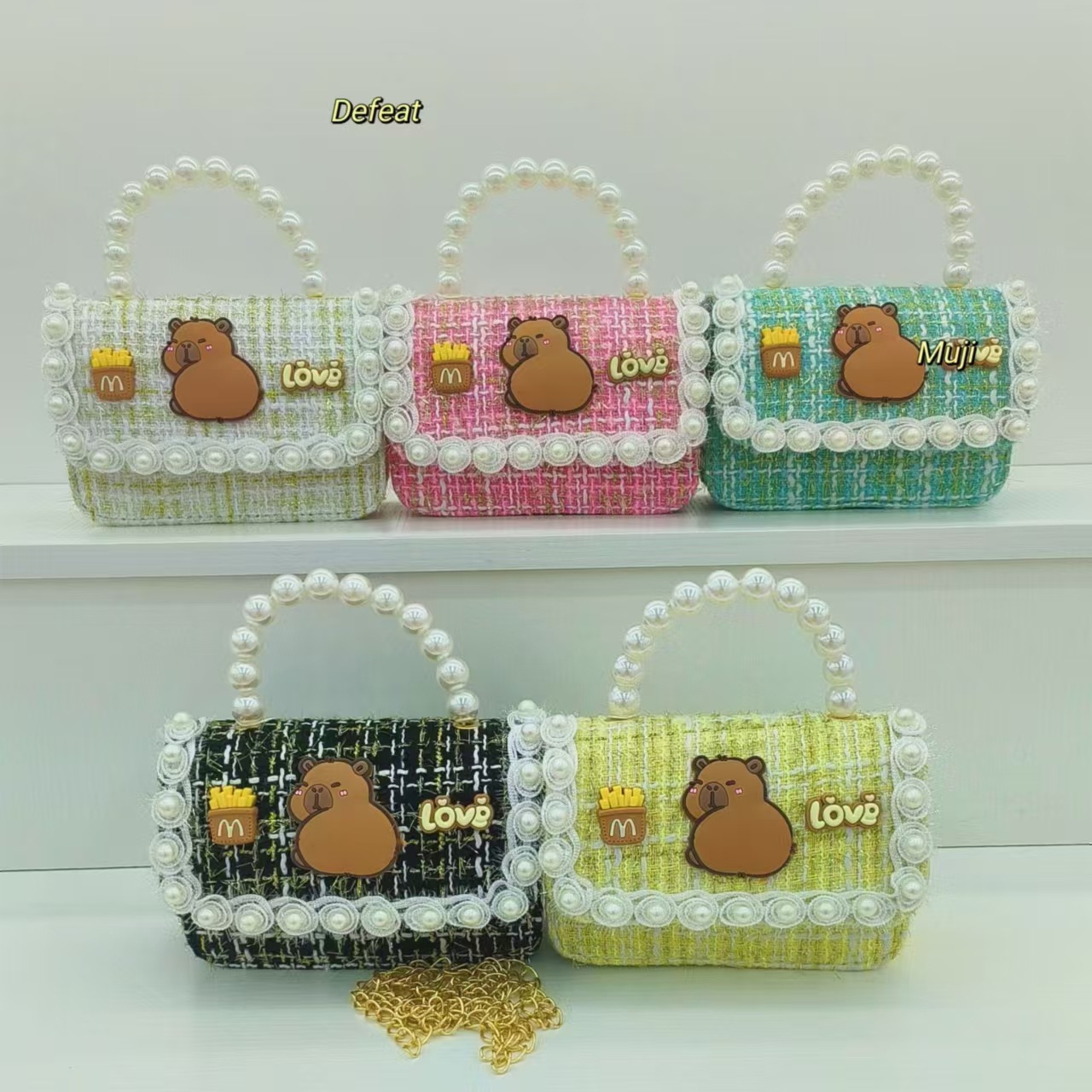 Kapipala pearl handbag, crossbody bag, loose change accessory, princess bag, girl's lucky money bag, chain small square bag full figure