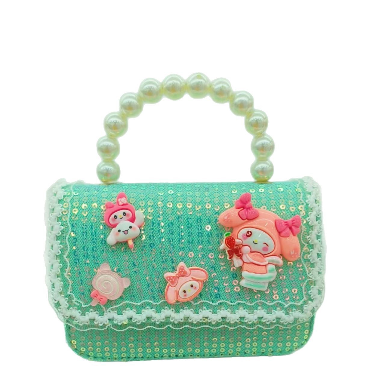 Melody pearl handbag, crossbody bag, accessory bag, princess bag, little girl's lucky money bag, small square bag, chain Item Picture