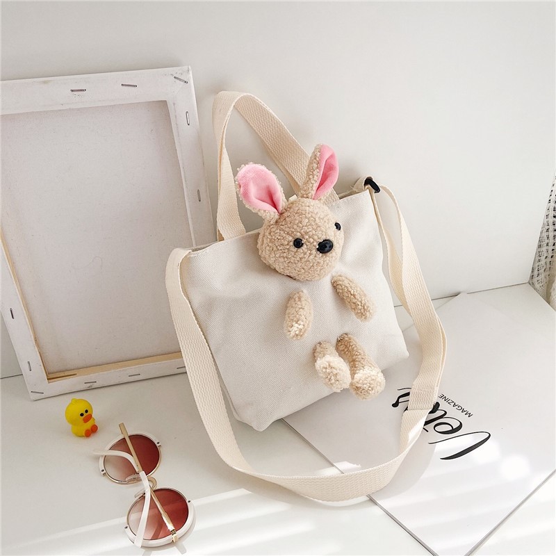 Korean children's bag, new Korean primary school canvas single-shoulder bag, Instagram cute rabbit crossbody bag, handbag Application Scenario