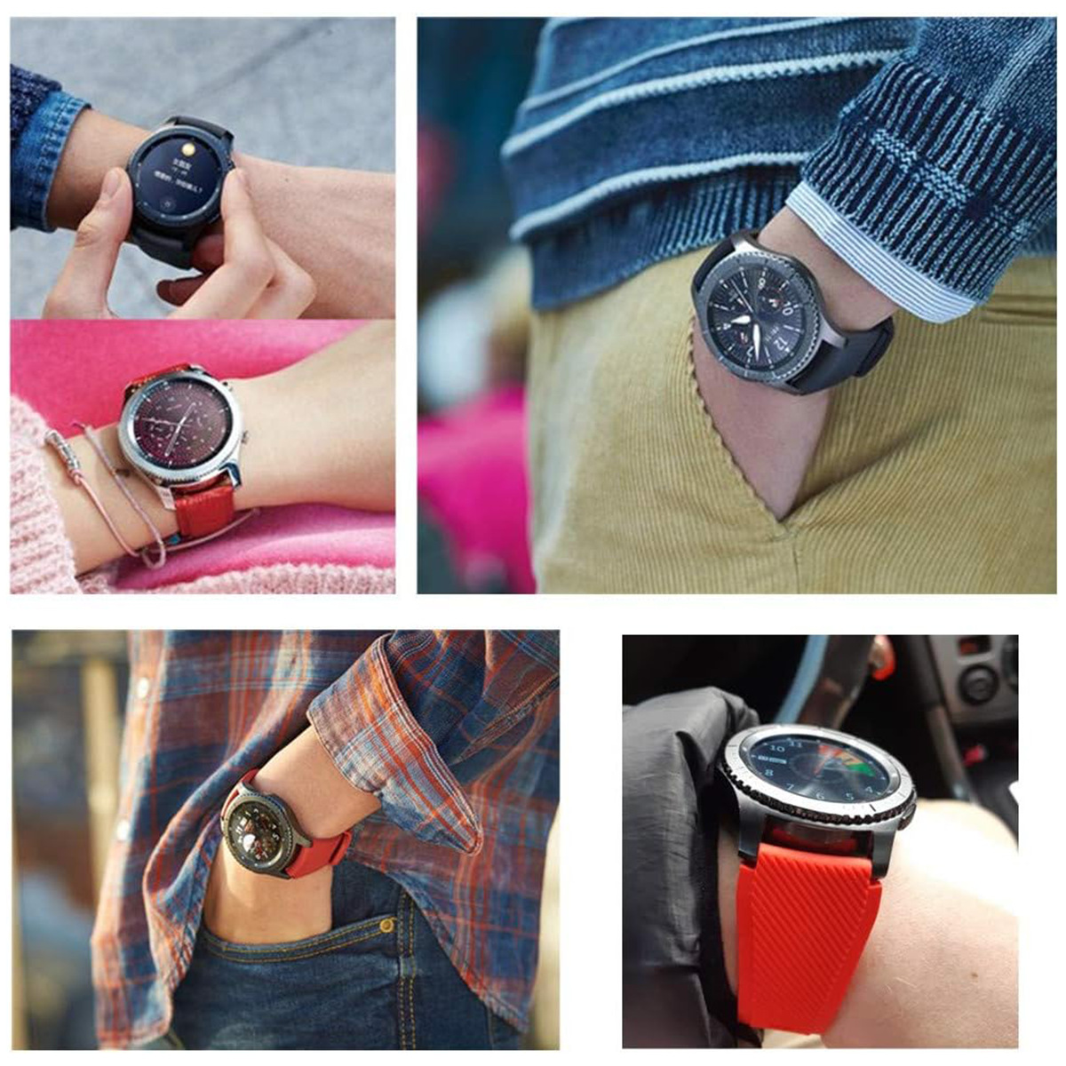 Compatible with Samsung S3 twill silicone strap 20/22mm, quick-release lugs, official same single-color silicone strap from Huawei details Picture