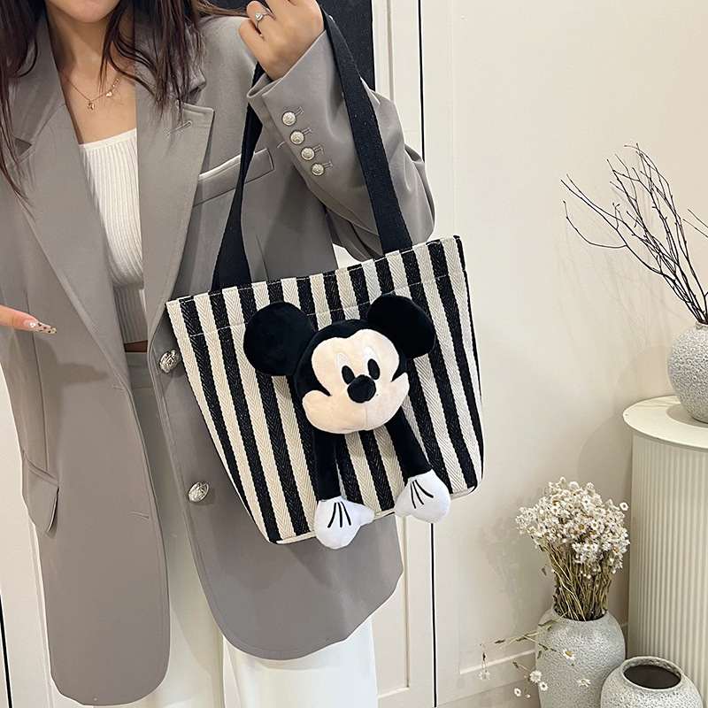 The new 2024 trendy retro single-shoulder bag and casual commuting tote bag with Mickey leopard print, the same style as on Xiaohongshu details Picture