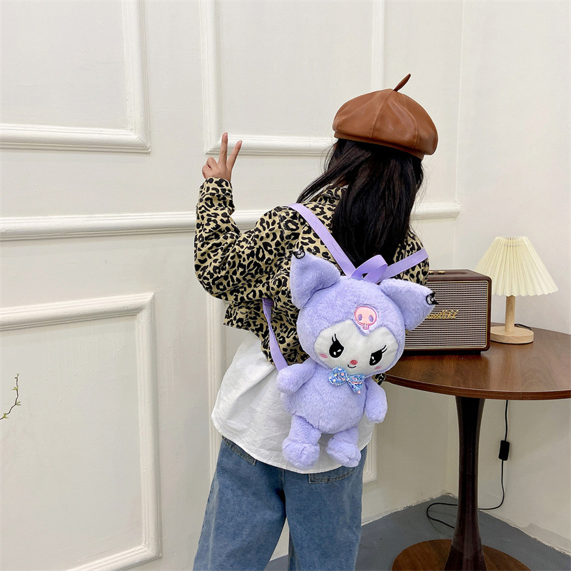 Cartoon color Sanrio series Kuromi dolls, Yuguigou Little White Melody claw machine plush toys Specification drawing
