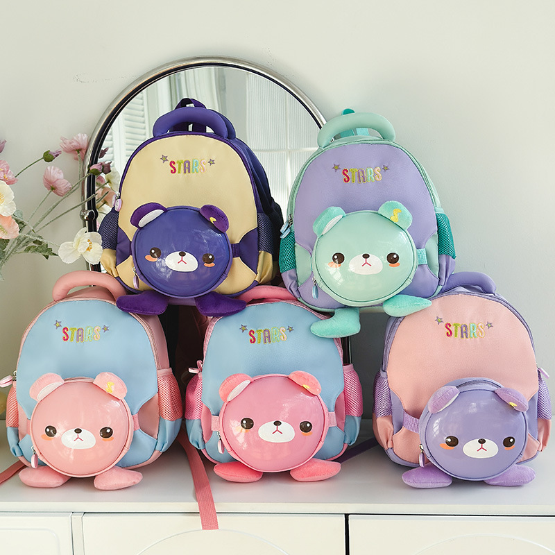 Children's hard-shell schoolbag, cartoon bear, kindergarten kids' backpack, preschool class 3-6 years old boys and girls' backpack 5 Specification drawing