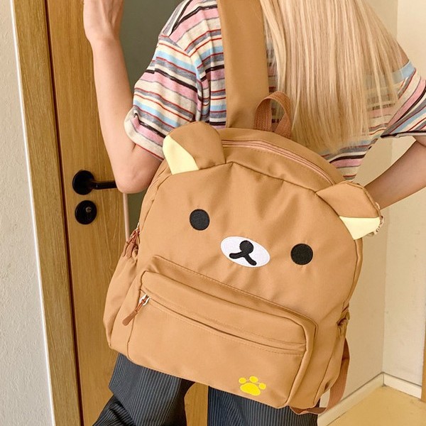 2025 New cute canvas brown milk white large-capacity versatile student soft girl backpack for casual wear full figure