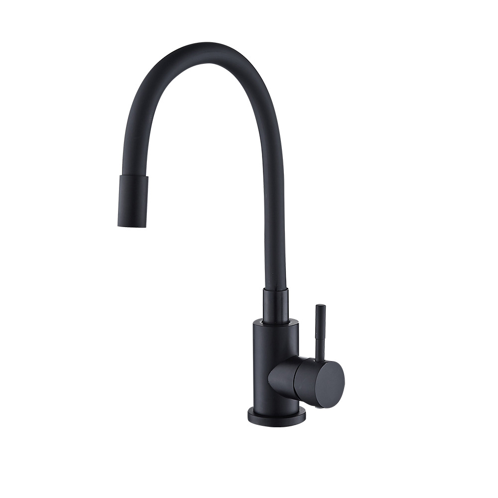 Foreign trade stainless steel black kitchen faucet, household universal rotating sink, sink, hot and cold faucet Item Picture