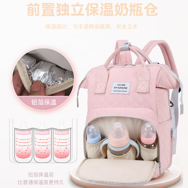 Fashionable Korean-style double-shoulder mommy bag, multi-functional maternity bag, large-capacity baby and maternal products storage bag, milk storage bag details Picture