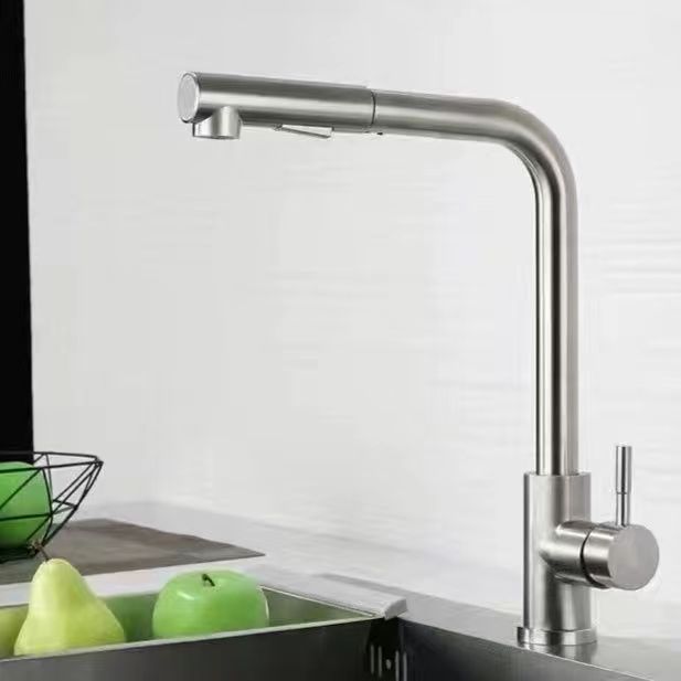 Cross-border 304 stainless steel pull-out faucet, kitchen cold and hot universal telescopic sink for washing vegetables, laundry pool, sink faucet Specification drawing