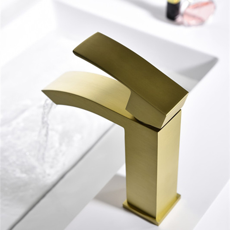 Cross-border square 304 stainless steel cold and hot washbasin faucet washbasin bathroom toilet waterfall faucet Specification drawing