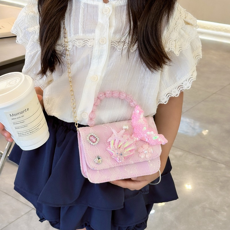 Children's pearl handbag 2024 New style Children's bag Girls' crossbody Bag Princess Accessory bag Chanel-style single-shoulder bag Application Scenario