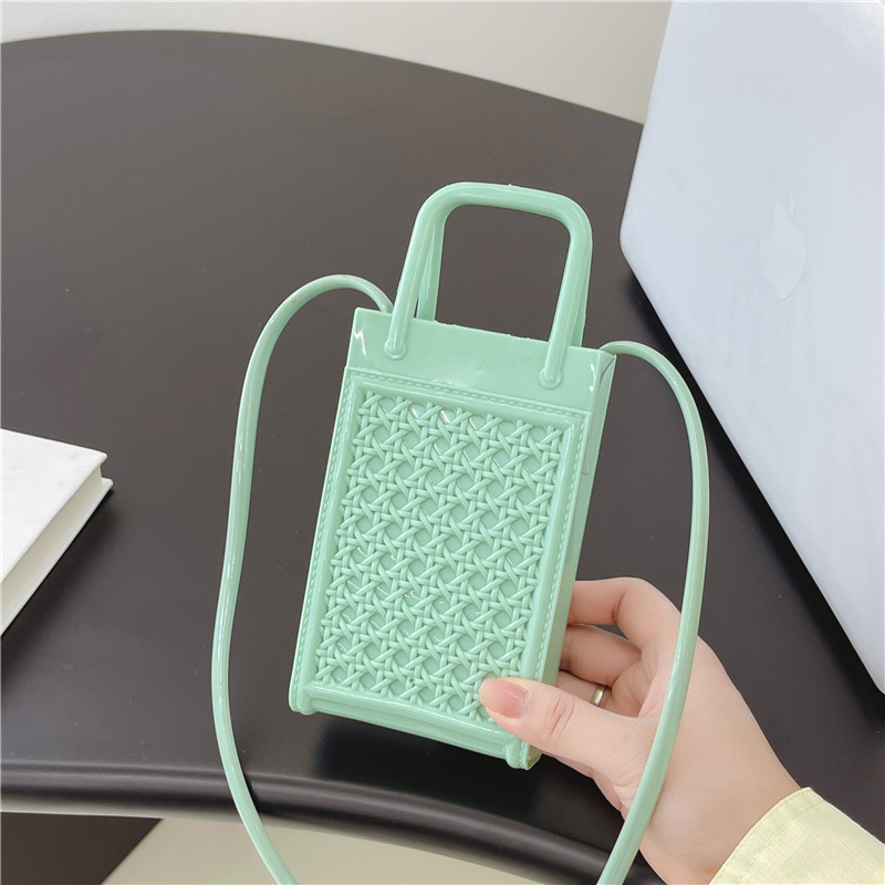 2025 Cross-border Summer Bestseller PVC woven pattern lipstick mobile phone bag Mini Fashionable and versatile single-shoulder crossbody women's bag Item Picture
