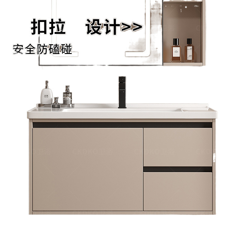 Thickened honeycomb space washbasin, ceramic smart integrated cream bathroom cabinet, washbasin, bathroom Item Picture