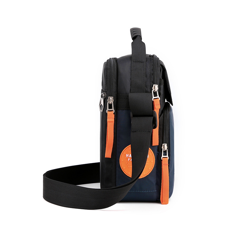 New men's single-shoulder bag, fashionable large-capacity crossbody bag, outdoor sports travel crossbody bag, lightweight nylon fabric bag Specification drawing