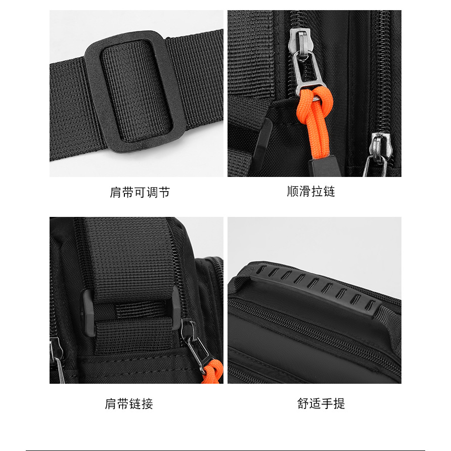 New simple and trendy crossbody bag for men, Oxford fabric, large-capacity waterproof and wear-resistant single-shoulder bag, travel bag details Picture