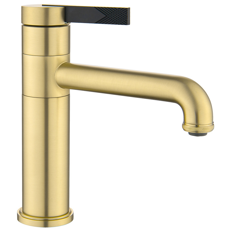 All-copper washbasin faucet, hot and cold bathroom, washbasin, brushed gold anti-splash faucet MT2343 Item Picture