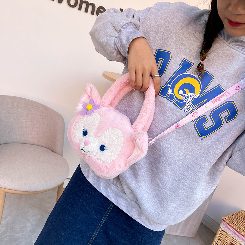 Cute cartoon plush handbag, girlish heart, Instagram cute Internet celebrity little fox, big face, single-shoulder bag, hand-held bag for girls details Picture