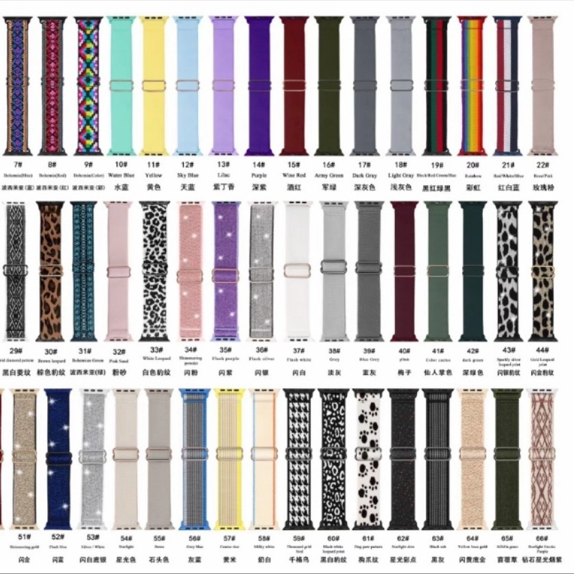 This elastic nylon woven sliding buckle watch strap is suitable for the applewatch87se generation Item Picture